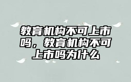 教育機構不可上市嗎，教育機構不可上市嗎為什么