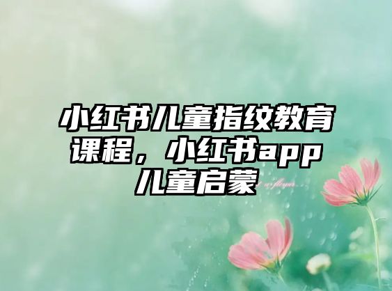 小紅書兒童指紋教育課程，小紅書app兒童啟蒙