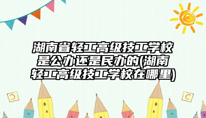 湖南省輕工高級技工學校是公辦還是民辦的(湖南輕工高級技工學校在哪里)