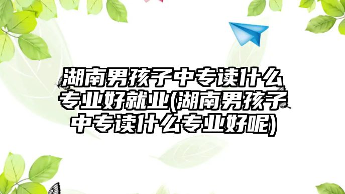 湖南男孩子中專讀什么專業(yè)好就業(yè)(湖南男孩子中專讀什么專業(yè)好呢)