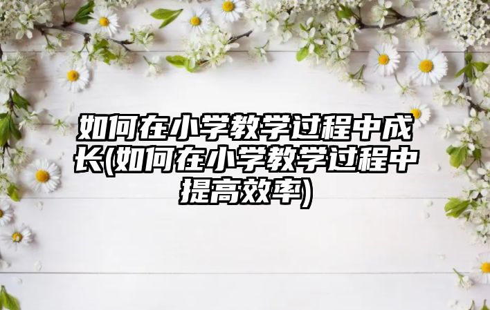 如何在小學教學過程中成長(如何在小學教學過程中提高效率)