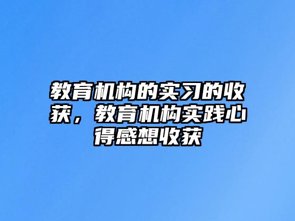 教育機(jī)構(gòu)的實(shí)習(xí)的收獲，教育機(jī)構(gòu)實(shí)踐心得感想收獲