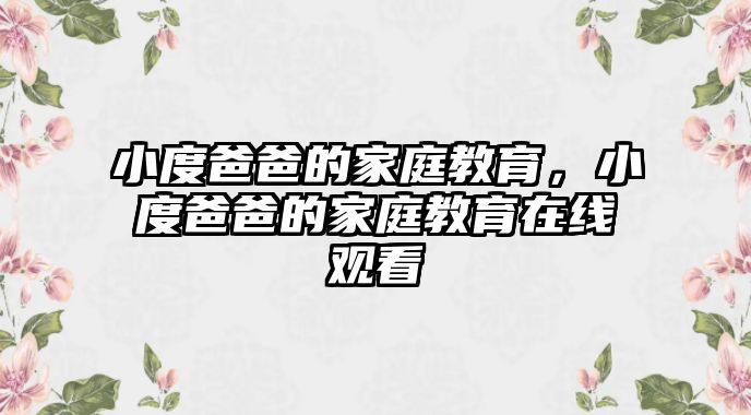 小度爸爸的家庭教育，小度爸爸的家庭教育在線觀看