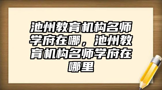 池州教育機構(gòu)名師學(xué)府在哪，池州教育機構(gòu)名師學(xué)府在哪里