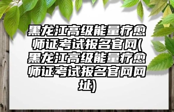 黑龍江高級能量療愈師證考試報名官網(wǎng)(黑龍江高級能量療愈師證考試報名官網(wǎng)網(wǎng)址)