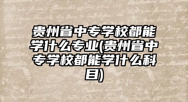 貴州省中專學(xué)校都能學(xué)什么專業(yè)(貴州省中專學(xué)校都能學(xué)什么科目)