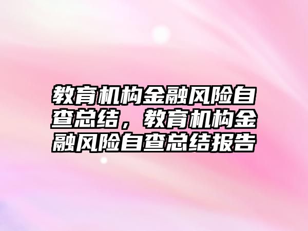 教育機構金融風險自查總結，教育機構金融風險自查總結報告