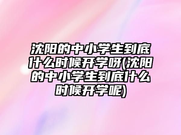 沈陽的中小學(xué)生到底什么時候開學(xué)呀(沈陽的中小學(xué)生到底什么時候開學(xué)呢)