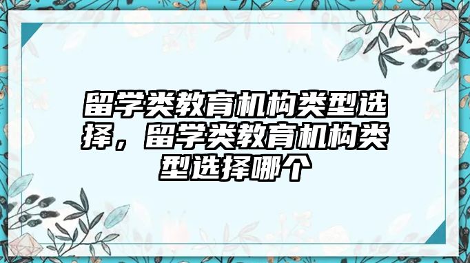 留學類教育機構類型選擇，留學類教育機構類型選擇哪個