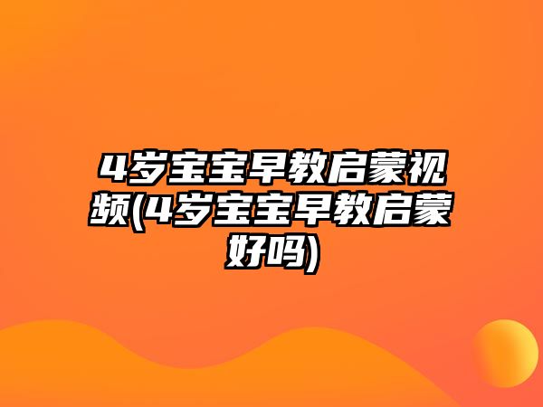 4歲寶寶早教啟蒙視頻(4歲寶寶早教啟蒙好嗎)