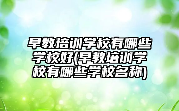 早教培訓(xùn)學(xué)校有哪些學(xué)校好(早教培訓(xùn)學(xué)校有哪些學(xué)校名稱)