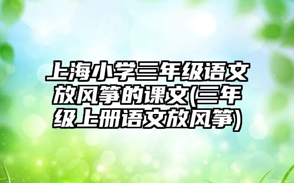 上海小學(xué)三年級(jí)語文放風(fēng)箏的課文(三年級(jí)上冊(cè)語文放風(fēng)箏)