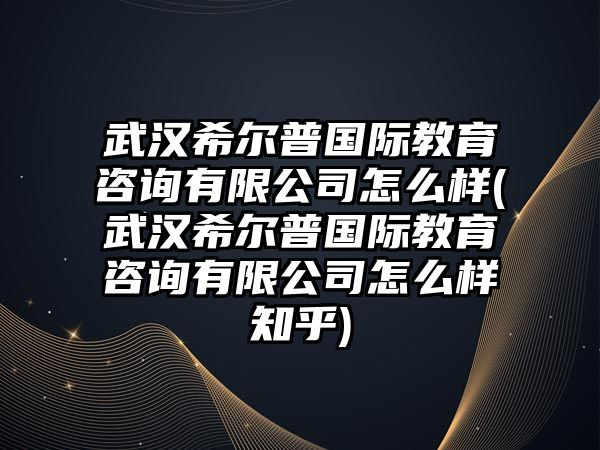 武漢希爾普國際教育咨詢有限公司怎么樣(武漢希爾普國際教育咨詢有限公司怎么樣知乎)