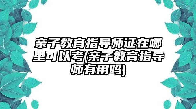 親子教育指導師證在哪里可以考(親子教育指導師有用嗎)