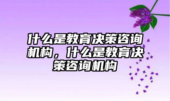 什么是教育決策咨詢機(jī)構(gòu)，什么是教育決策咨詢機(jī)構(gòu)