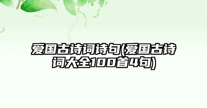 愛(ài)國(guó)古詩(shī)詞詩(shī)句(愛(ài)國(guó)古詩(shī)詞大全100首4句)