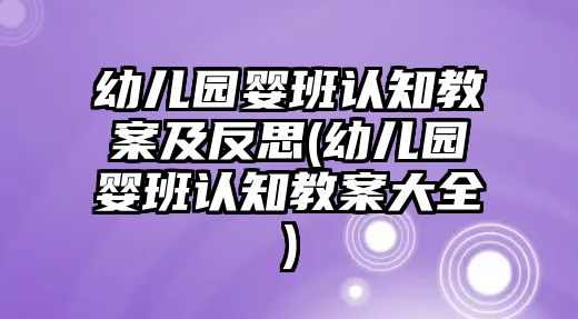 幼兒園嬰班認(rèn)知教案及反思(幼兒園嬰班認(rèn)知教案大全)