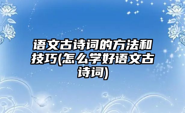 語文古詩詞的方法和技巧(怎么學(xué)好語文古詩詞)