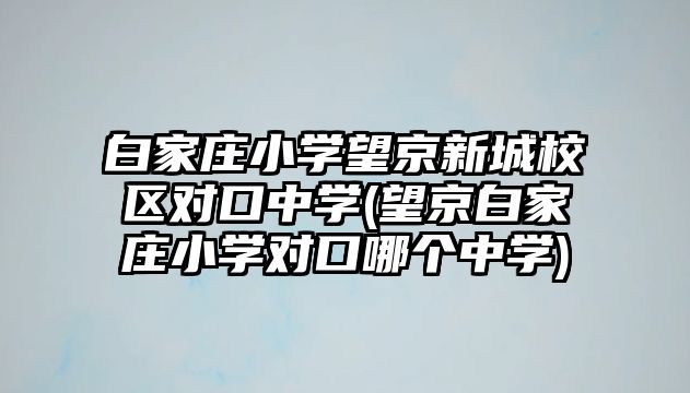 白家莊小學望京新城校區(qū)對口中學(望京白家莊小學對口哪個中學)