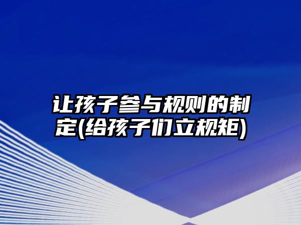 讓孩子參與規(guī)則的制定(給孩子們立規(guī)矩)