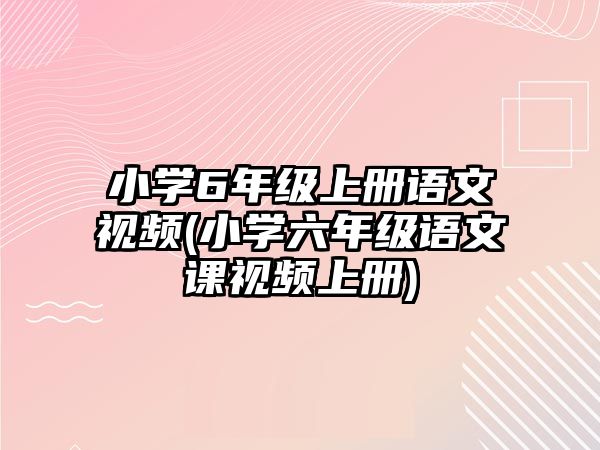 小學(xué)6年級(jí)上冊(cè)語文視頻(小學(xué)六年級(jí)語文課視頻上冊(cè))