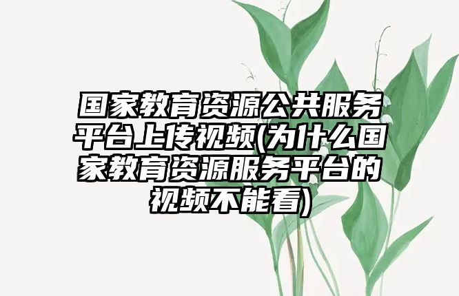 國家教育資源公共服務平臺上傳視頻(為什么國家教育資源服務平臺的視頻不能看)