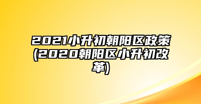 2021小升初朝陽(yáng)區(qū)政策(2020朝陽(yáng)區(qū)小升初改革)