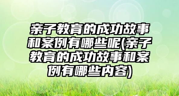 親子教育的成功故事和案例有哪些呢(親子教育的成功故事和案例有哪些內(nèi)容)