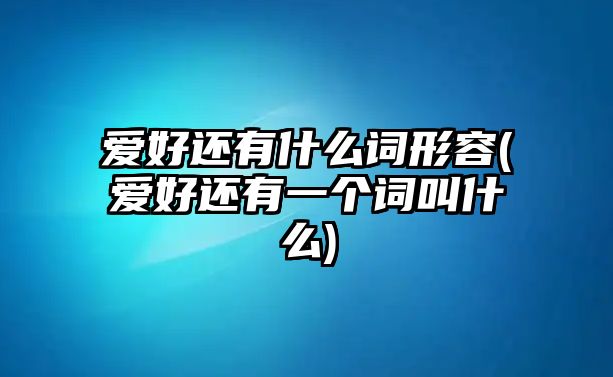 愛好還有什么詞形容(愛好還有一個(gè)詞叫什么)