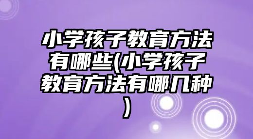 小學孩子教育方法有哪些(小學孩子教育方法有哪幾種)