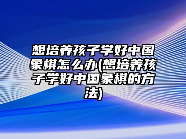 想培養(yǎng)孩子學(xué)好中國(guó)象棋怎么辦(想培養(yǎng)孩子學(xué)好中國(guó)象棋的方法)