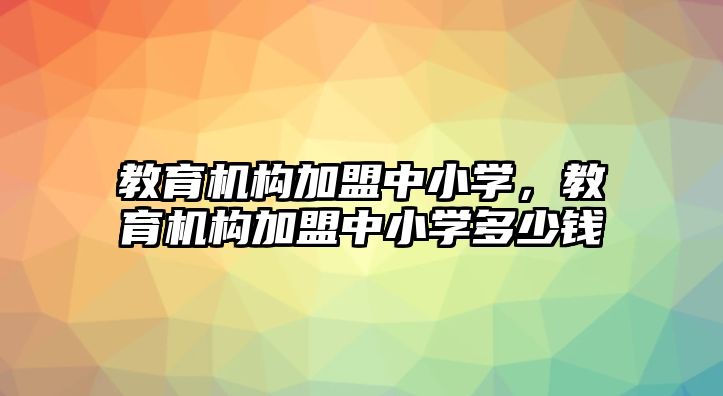 教育機(jī)構(gòu)加盟中小學(xué)，教育機(jī)構(gòu)加盟中小學(xué)多少錢(qián)