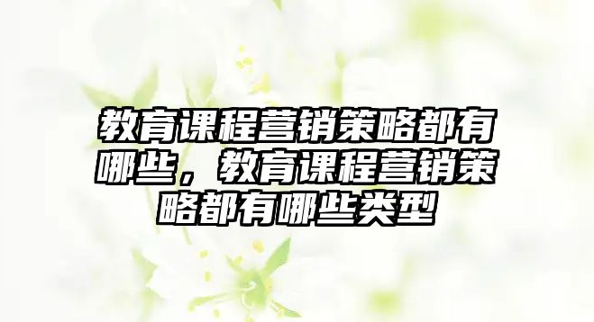 教育課程營銷策略都有哪些，教育課程營銷策略都有哪些類型