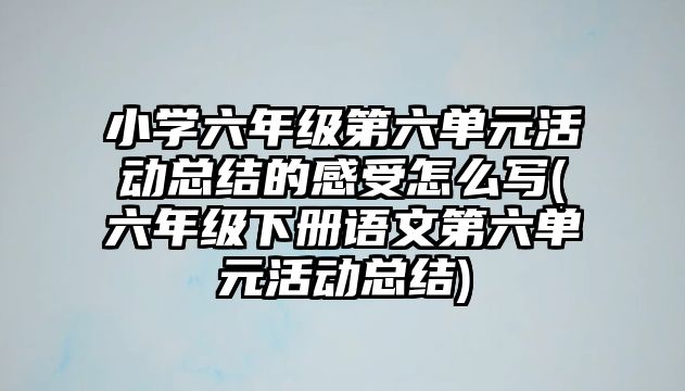 小學六年級第六單元活動總結的感受怎么寫(六年級下冊語文第六單元活動總結)