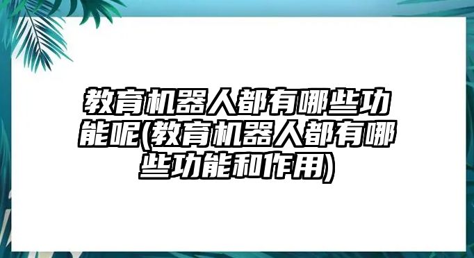 教育機(jī)器人都有哪些功能呢(教育機(jī)器人都有哪些功能和作用)