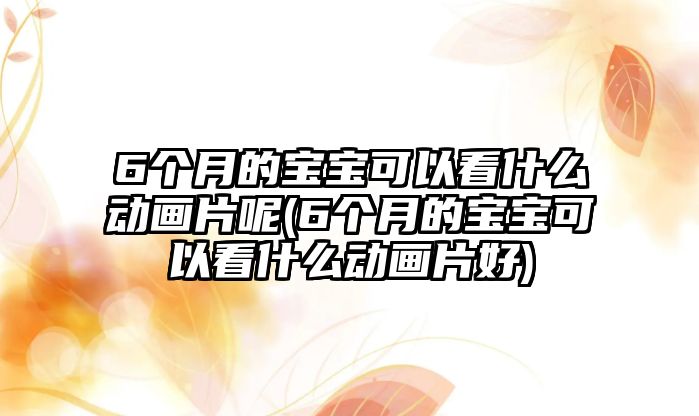 6個月的寶寶可以看什么動畫片呢(6個月的寶寶可以看什么動畫片好)