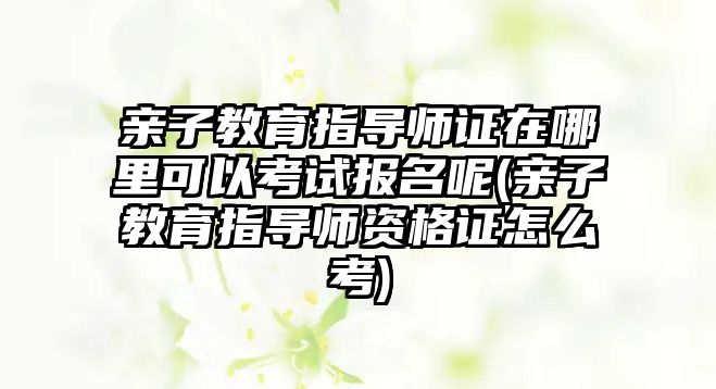 親子教育指導師證在哪里可以考試報名呢(親子教育指導師資格證怎么考)