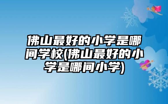 佛山最好的小學是哪間學校(佛山最好的小學是哪間小學)