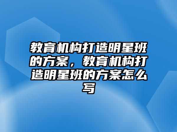 教育機(jī)構(gòu)打造明星班的方案，教育機(jī)構(gòu)打造明星班的方案怎么寫