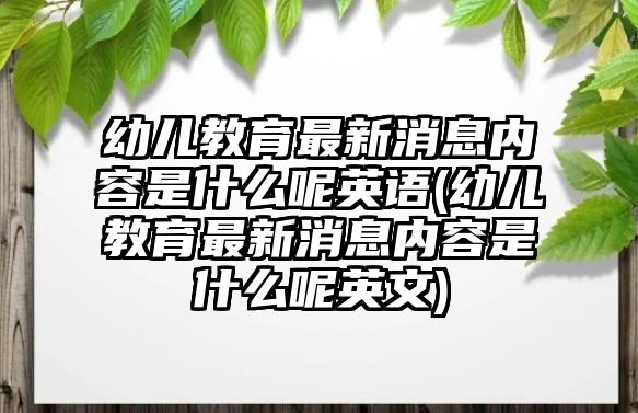 幼兒教育最新消息內(nèi)容是什么呢英語(幼兒教育最新消息內(nèi)容是什么呢英文)