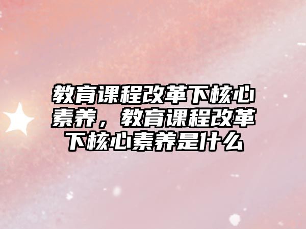 教育課程改革下核心素養(yǎng)，教育課程改革下核心素養(yǎng)是什么