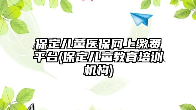 保定兒童醫(yī)保網上繳費平臺(保定兒童教育培訓機構)