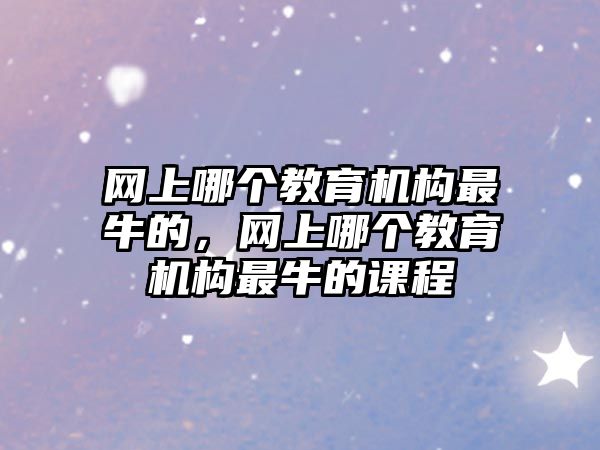 網(wǎng)上哪個(gè)教育機(jī)構(gòu)最牛的，網(wǎng)上哪個(gè)教育機(jī)構(gòu)最牛的課程