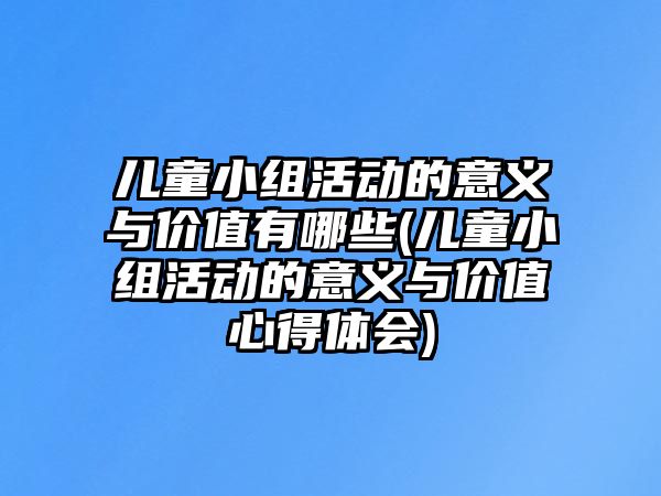 兒童小組活動的意義與價值有哪些(兒童小組活動的意義與價值心得體會)