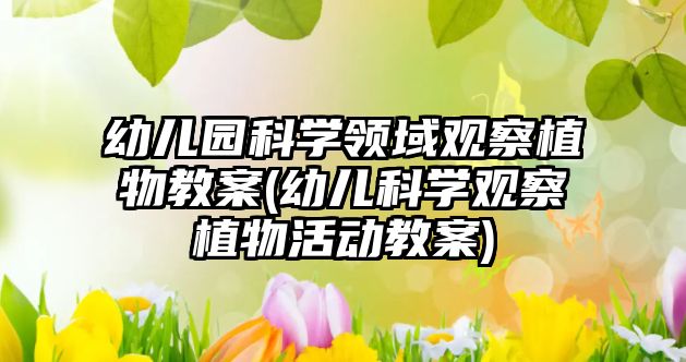 幼兒園科學(xué)領(lǐng)域觀察植物教案(幼兒科學(xué)觀察植物活動教案)