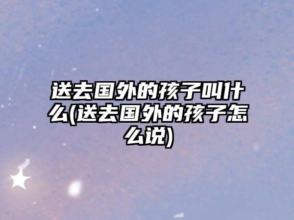 送去國外的孩子叫什么(送去國外的孩子怎么說)