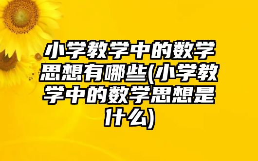 小學教學中的數(shù)學思想有哪些(小學教學中的數(shù)學思想是什么)