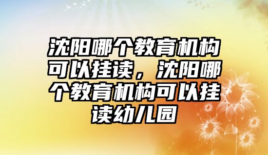 沈陽哪個教育機構可以掛讀，沈陽哪個教育機構可以掛讀幼兒園