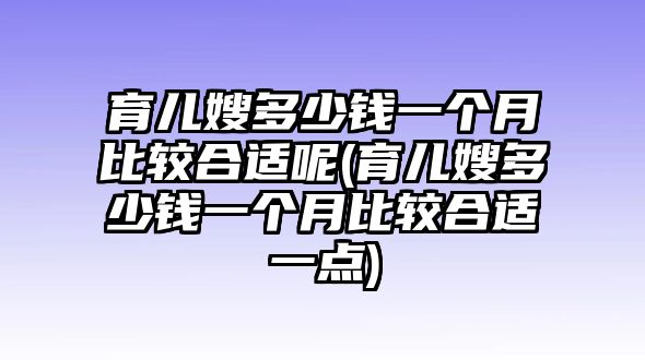 育兒嫂多少錢(qián)一個(gè)月比較合適呢(育兒嫂多少錢(qián)一個(gè)月比較合適一點(diǎn))