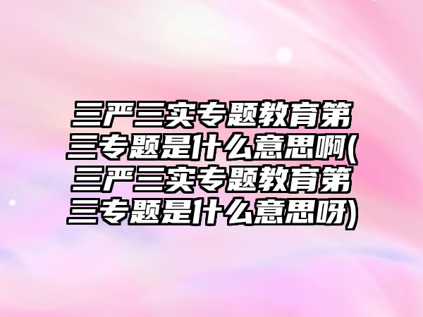 三嚴三實專題教育第三專題是什么意思啊(三嚴三實專題教育第三專題是什么意思呀)